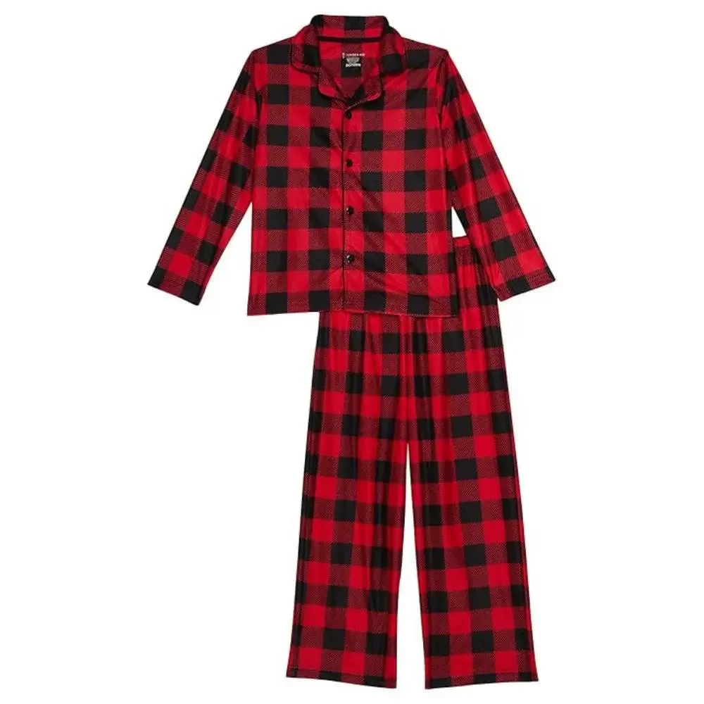 Pajama Rama Pajama Set Kids XS Red Buffalo Plaid Button Front Sleepwear DDR2651